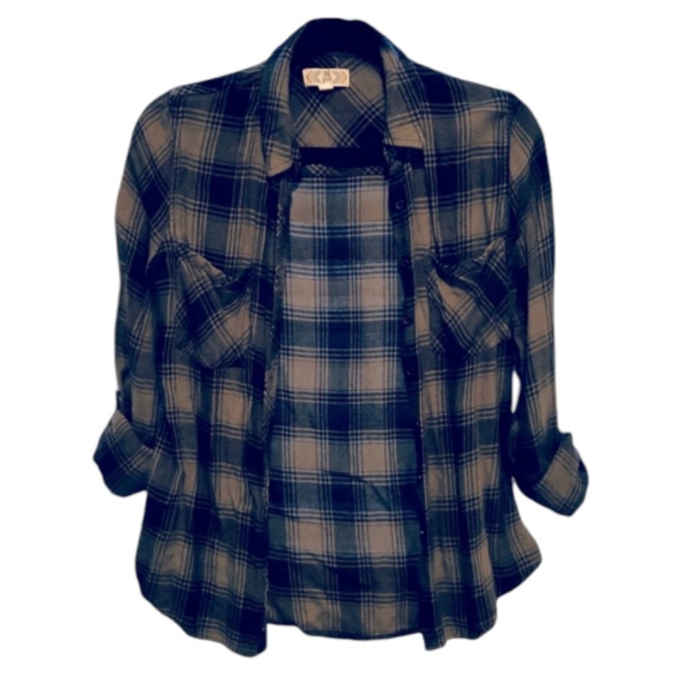 Green/Black Plaid Button Down